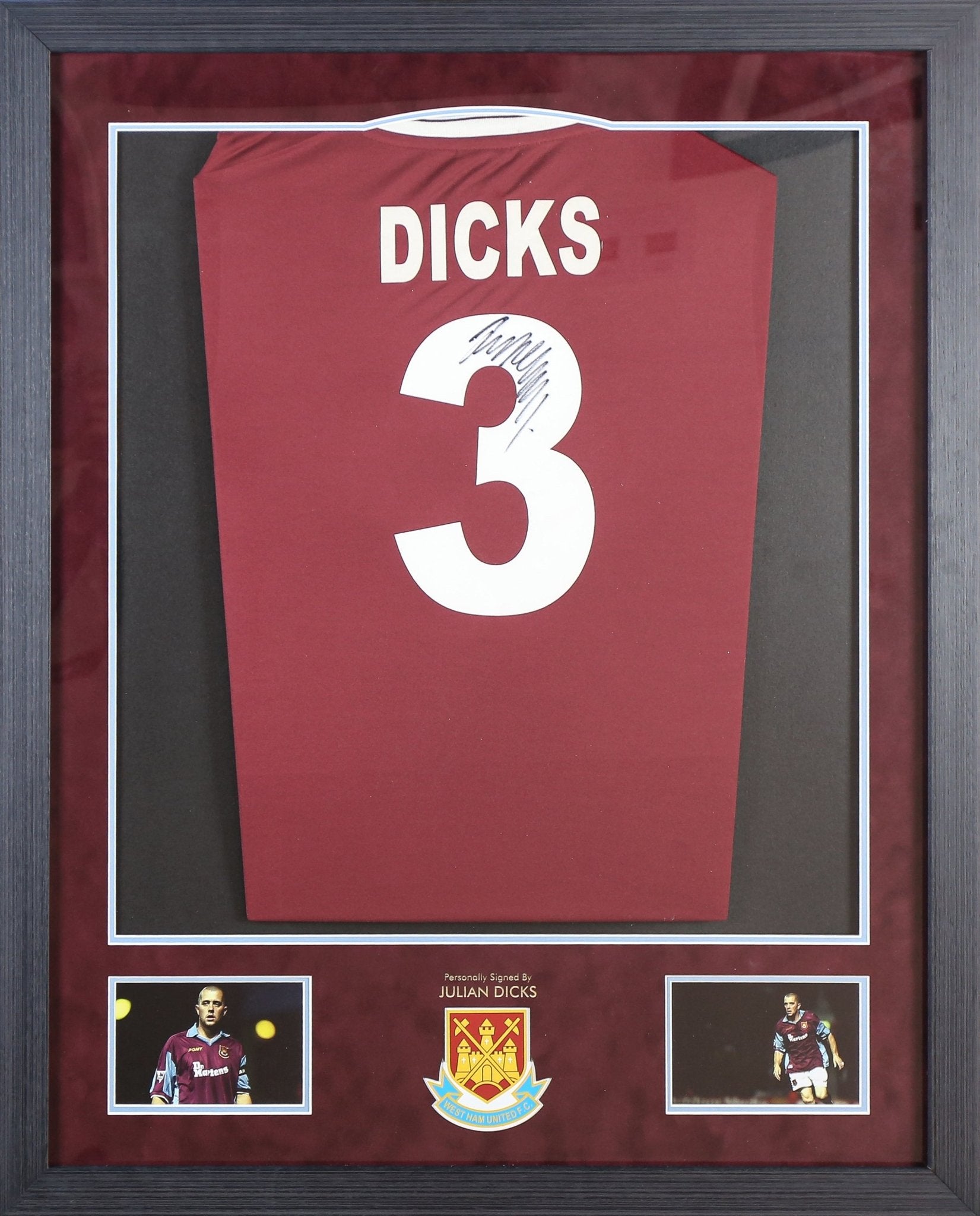 Dicks Signed West Ham Shirt Framed Display - Memorabilia Framers Shop
